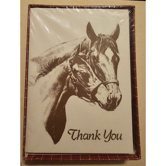 New Mead Montag 8 Thank You Notes Thoroughbred Horse Mother Child Vintage (gg68) - Picture 1 of 4